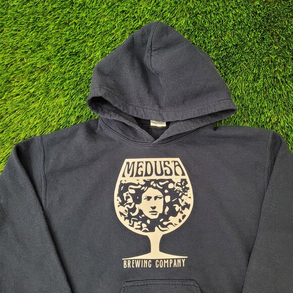 Vintage Y2K Medusa Brewing Hoodie Womens Small 19x22 Baggy - Picture 12 of 16